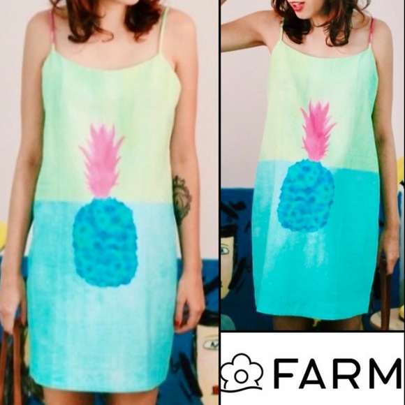 FARM Rio Dresses & Skirts - Farm Rio Pineapple Ombré Shift Tank Slip Dress M